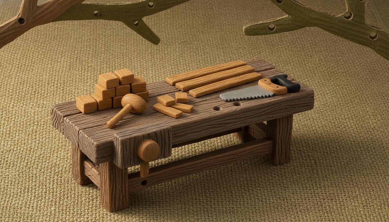 Carpenter wood workshop miniature set