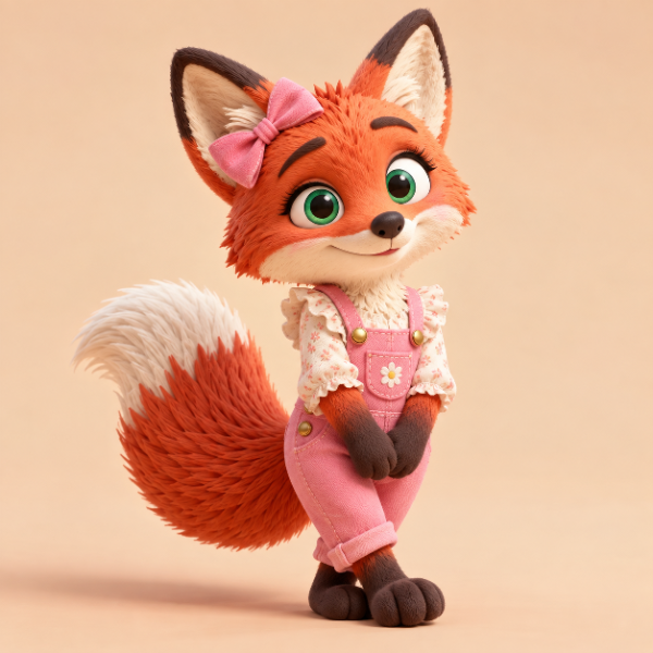 Lili Fox character portrait with dusty rose ear bow